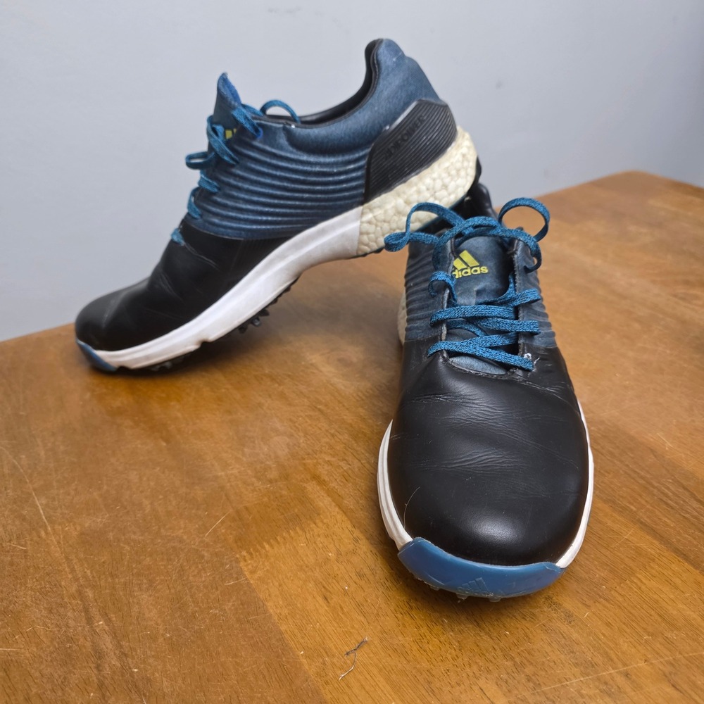 Adidas Adipower 4orged Golf Shoes Mens 10.5 Black Blue Spiked Leather